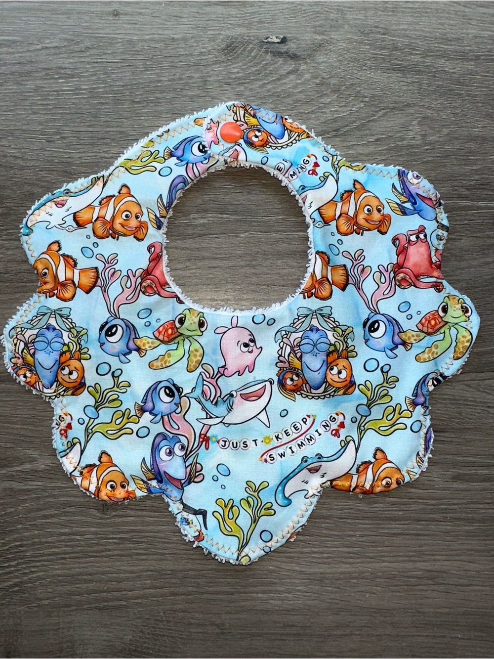 Baby Bib with Colorful Ocean Character Print